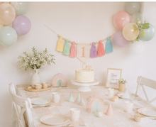 Load image into Gallery viewer, Pastel 1st Birthday High Chair Banner | First Birthday Bunting | Baby 1st Birthday Decor | Pastel Tassle Bunting | Kids 1st Birthday Decoration