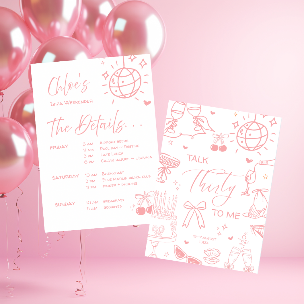 Birthday Weekend Itinerary - Pink