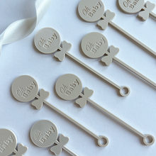 Load image into Gallery viewer, Baby Shower | Oh Baby | Neutral Beige Cocktail Drinks Stirrer
