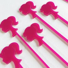 Load image into Gallery viewer, Barbie Cocktail Drinks Stirrer | Barbie Party Decorations | Pink Barbie Theme Ideas

